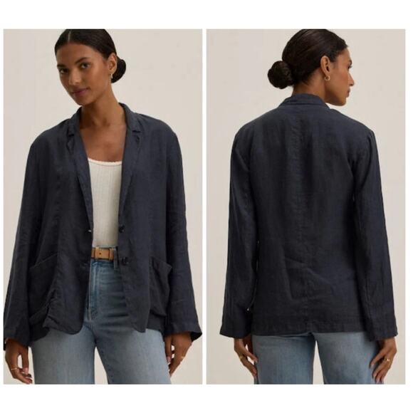 Velvet by Graham & Spencer Oversized Navy Blue Blazer Women’s Small Soft Neutral - Picture 2 of 8